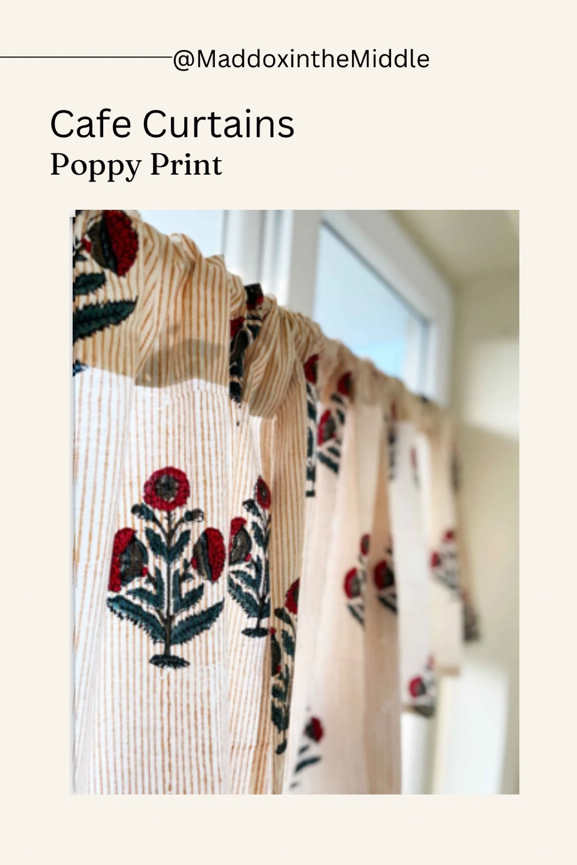 Hand block printed poppy cafe curtains - striped cafe curtains - custom curtains - kitchen curtains

#LTKSpringSale #LTKsalealert #LTKhome