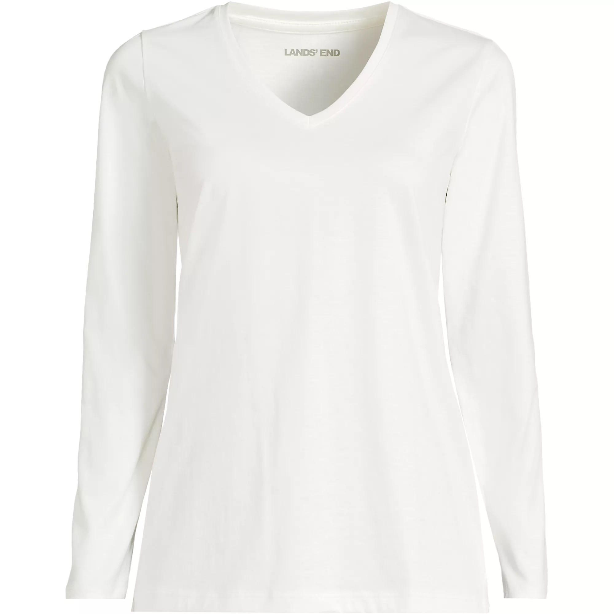 Supima Cotton Long Sleeve V-Neck T-Shirt | Lands' End (US)