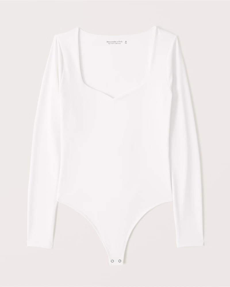 Long-Sleeve Double-Layered Seamless Fabric Sweetheart Bodysuit | Abercrombie & Fitch (US)