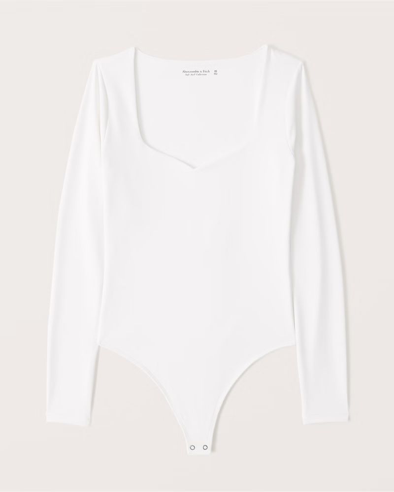Long-Sleeve Double-Layered Seamless Fabric Sweetheart Bodysuit | Abercrombie & Fitch (US)