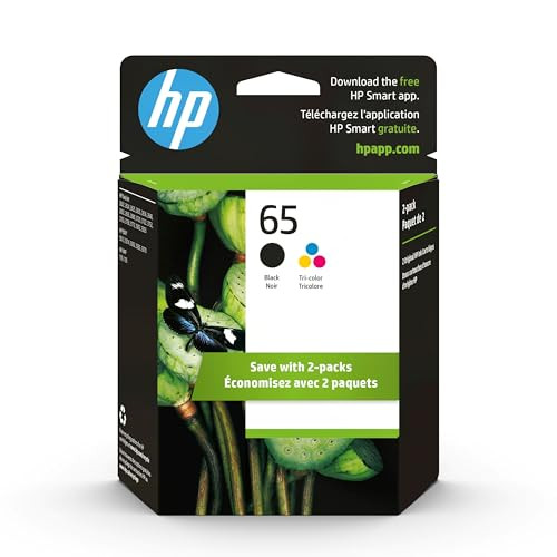 HP 65 Black/Tri-Color Ink Cartridges (2-Pack) | Works with AMP 100, DeskJet 2600, 3700, Envy 5000 | Eligible for Instant Ink | T0A36AN | Amazon (US)