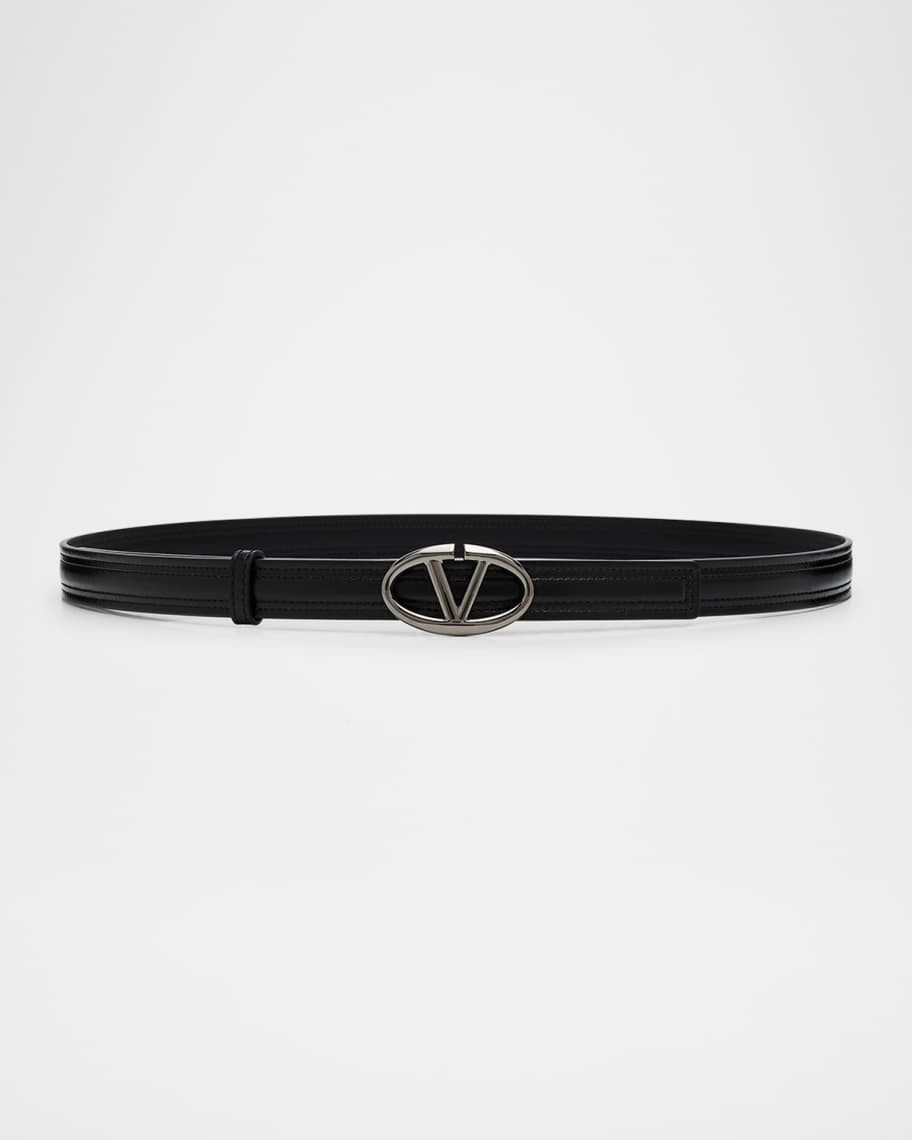Valentino The Bold Edition VLOGO Leather Skinny Belt | Neiman Marcus