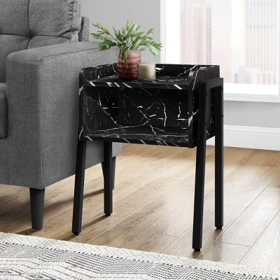 FONTOI End Tables with 2-Tier Drawer, Black Marble-Style Side Tables, Accent Table with Sturdy Legs, Ideal for Living Room, Black, 18.5"*11.75"*23.25" | Target