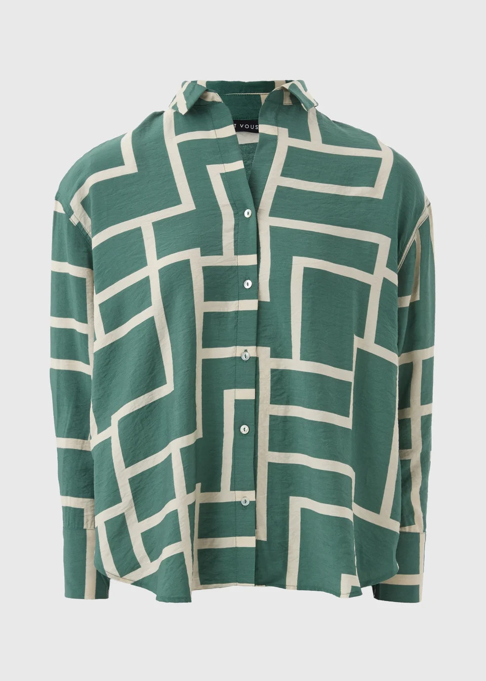 Et Vous Khaki Geometric Print Co Ord Shirt | Matalan (UK)