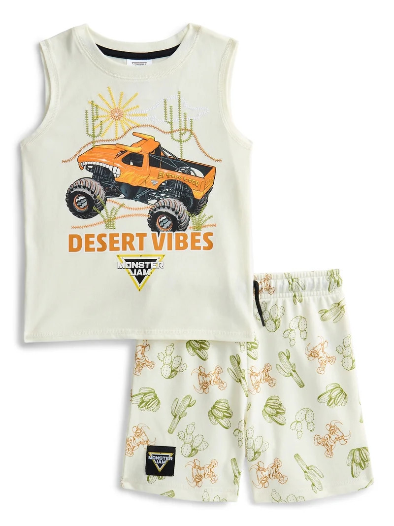 Monster Jam Toddler Boys Graphic Tank Top and Matching Allover Print Shorts Set, 2-Piece, Sizes 1... | Walmart (US)