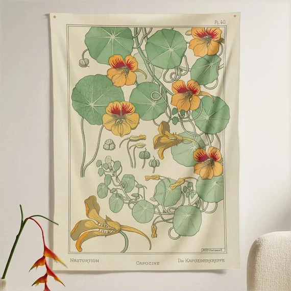 Vintage Flower Tapestry. Botanical Wall Art. Floral Wall | Etsy | Etsy (US)