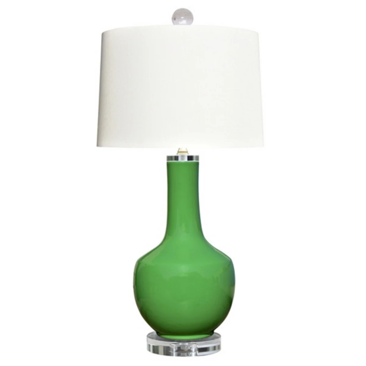 Porcelain Berry Green Long Neck Vase Lamp | The Well Appointed House, LLC