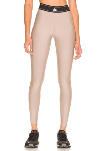 alo Airlift High Waisted Suit Up Legging in Gravel & Black from Revolve.com | Revolve Clothing (Global)