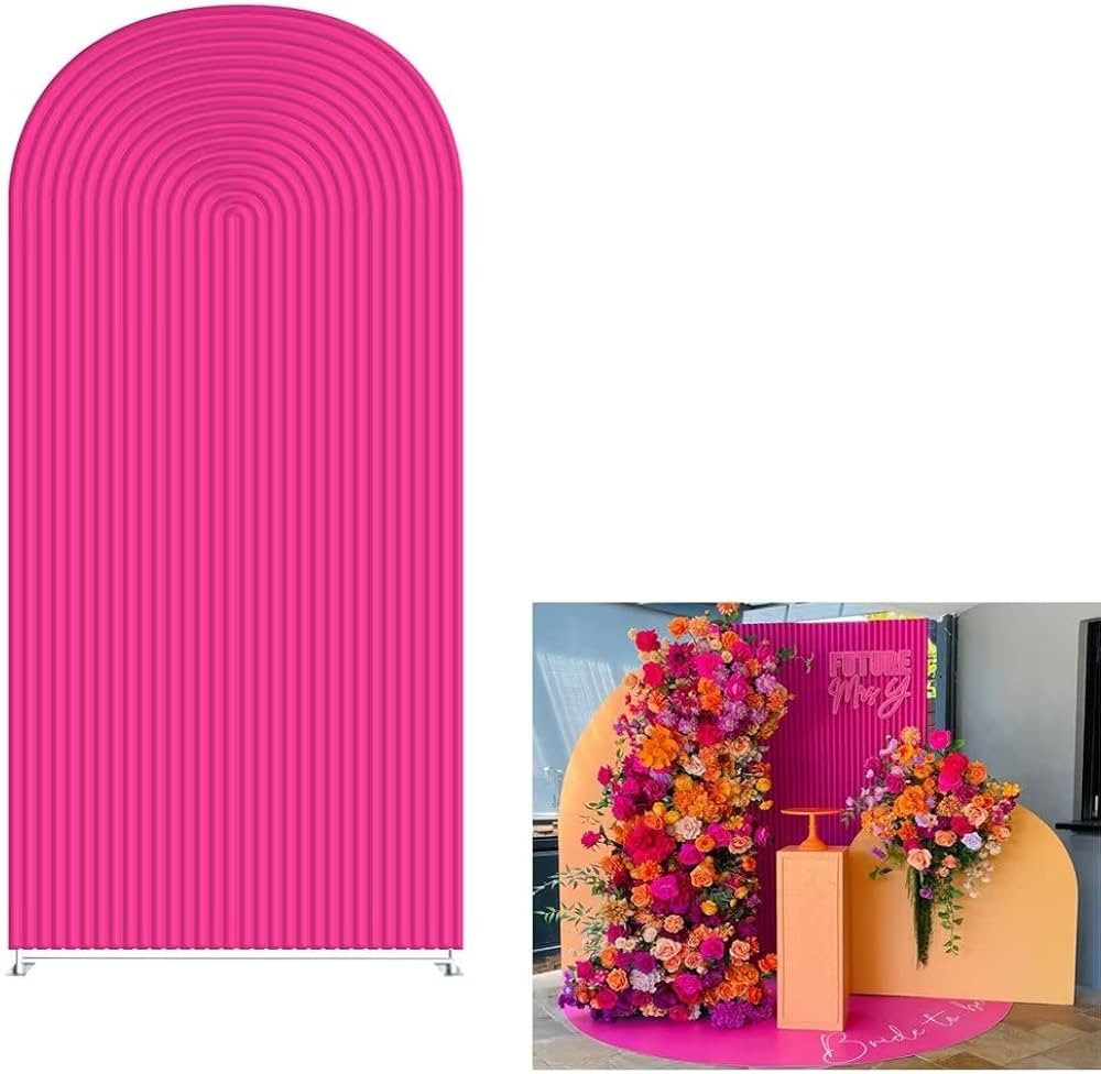 HUAYI Fuchsia Rosy Ripples Pattern Arch Backdrop Cover for Birthday Party Wedding Baby Shower Dec... | Amazon (US)