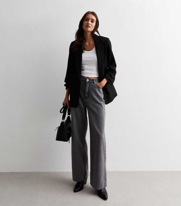 Dark Grey Wide Leg Jeans
						
						Add to Saved Items
						Remove from Saved Items | New Look (UK)