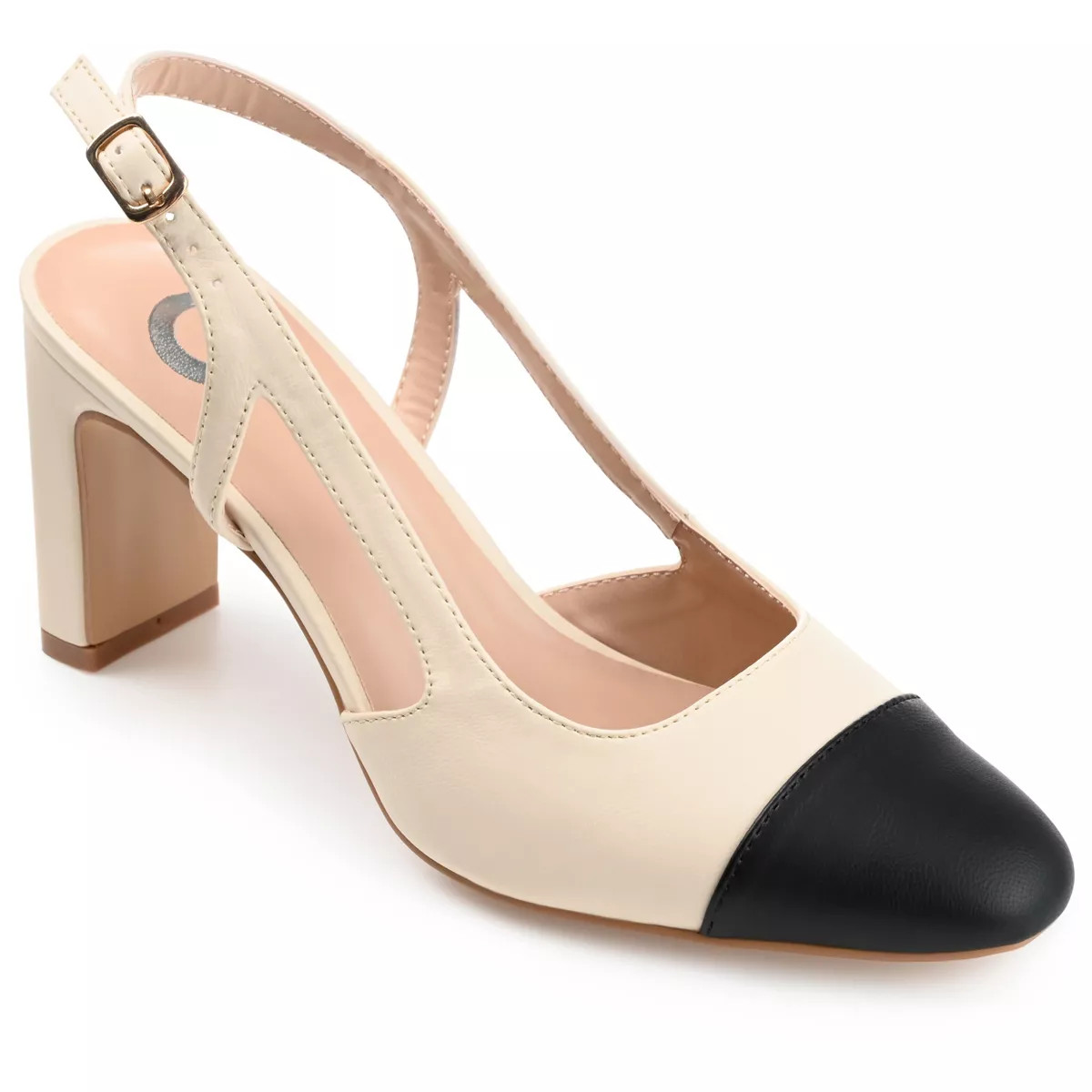 Journee Collection Womens Reignn Sling Back Mid Block Heel Almond Toe Pumps | Target