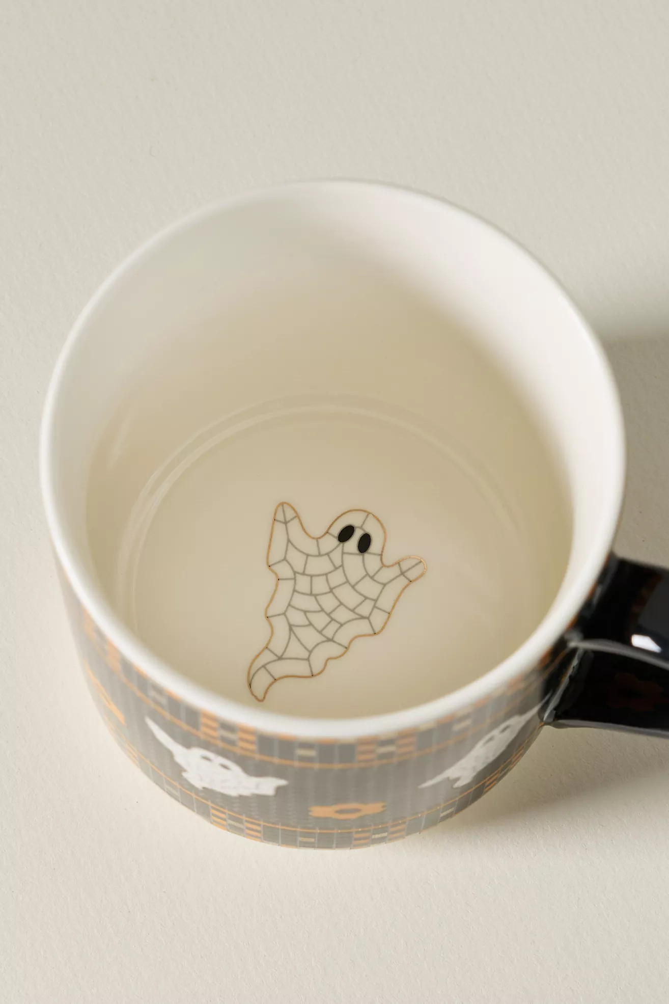 Bistro Tile Stoneware 24k Gold Accent Halloween Mug | Anthropologie (US)