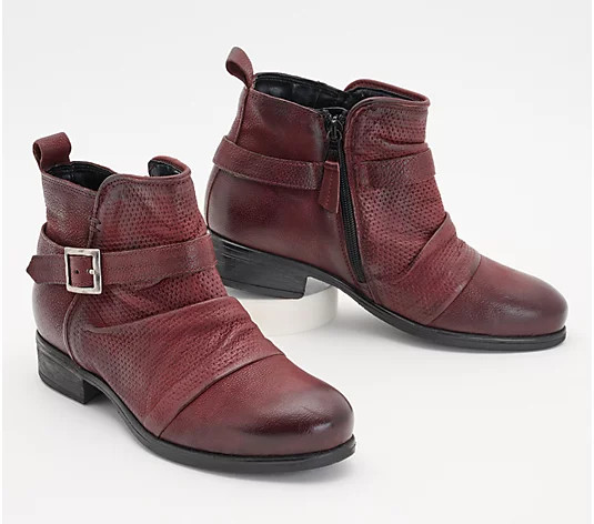 Miz Mooz Leather Ankle Boots with Buckle - Suzy | QVC