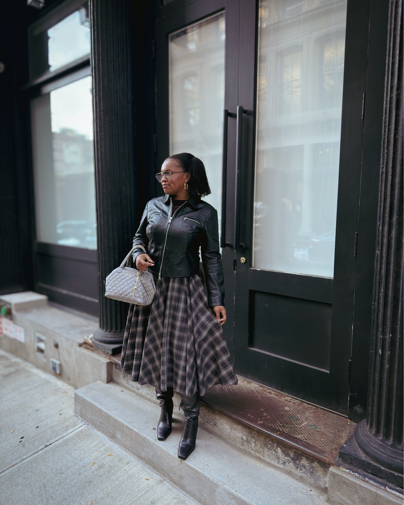 Fall vibing with a midi length skirt and knee high boots! Wearing a 10 in the skirt and wide calf boots

#LTKStyleTip #LTKSeasonal #LTKMidsize