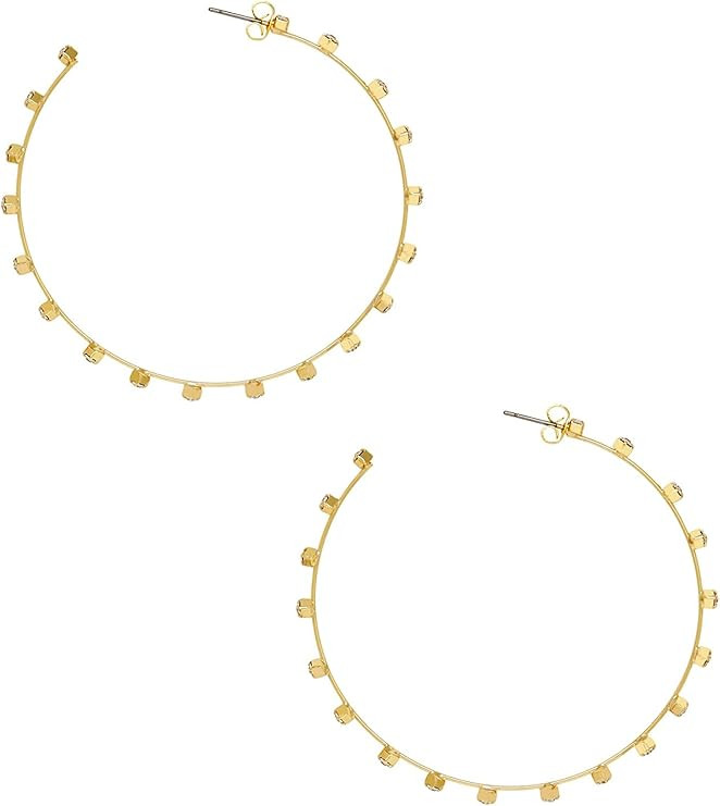 Ettika Gold Hoop Earrings For Women. Simple Spark Crystal 18k Gold Plated Hoops. Earrings. Birthd... | Amazon (US)