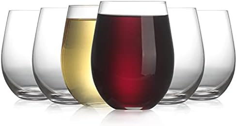 Stemless Wine Glass, Red & White 18oz Stemless Wine Glass Set of 6, Drink Glasses with Durable Ch... | Amazon (US)