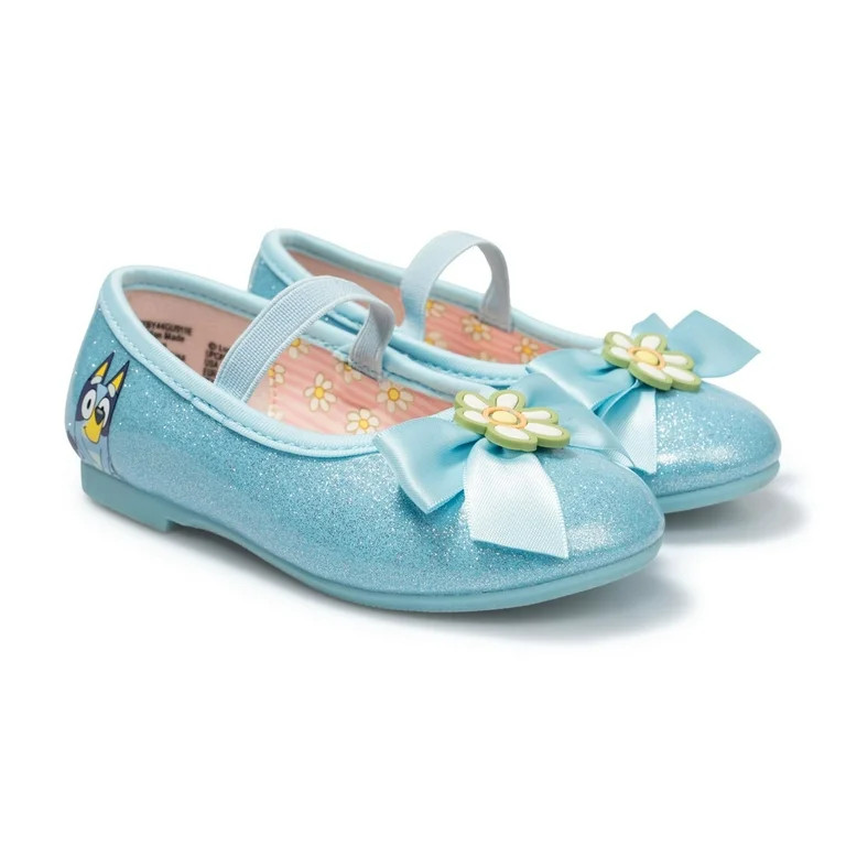 Bluey Toddler Girls Glitter Bow Ballet Flats | Walmart (US)