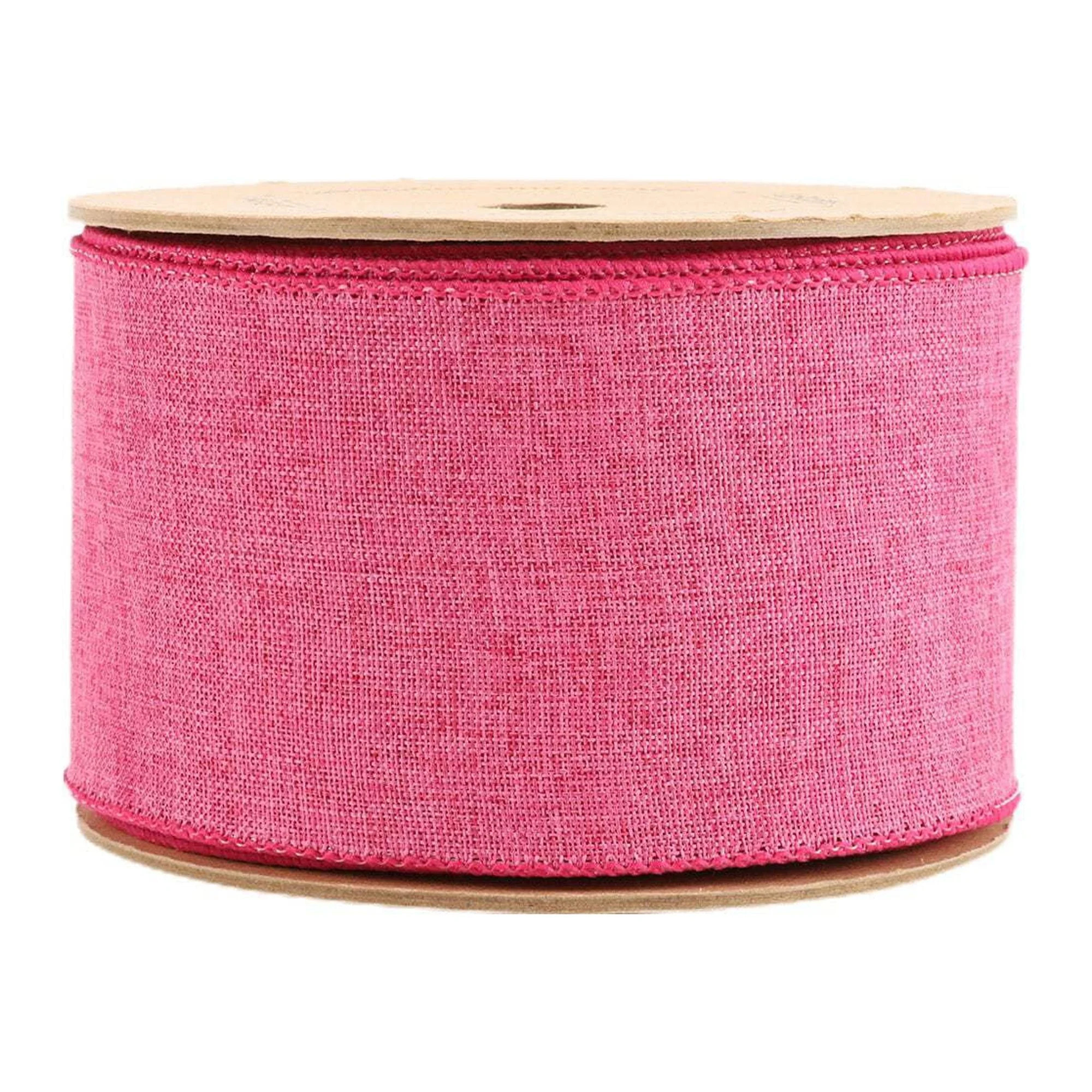 LaRibbons 2 1/2" Wired Ribbon | Bright Pink Linen | Walmart (US)