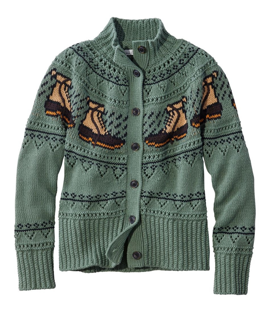 Women's Signature Cotton Fisherman Sweater, Short Cardigan Fair Isle | L.L. Bean
