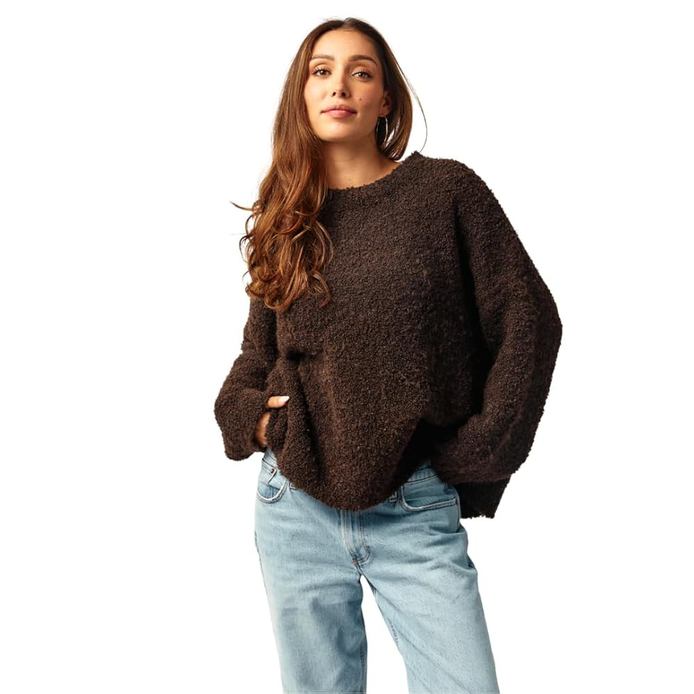 Almere Boucle Pullover Sweater, Womens Oversized Crewneck, Wool Blend Fall and Winter | Amazon (US)