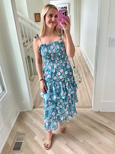 Happy blue floral print dress with a tiered skirt! I have the size small.

#LTKItBag #LTKTravel #LTKParties