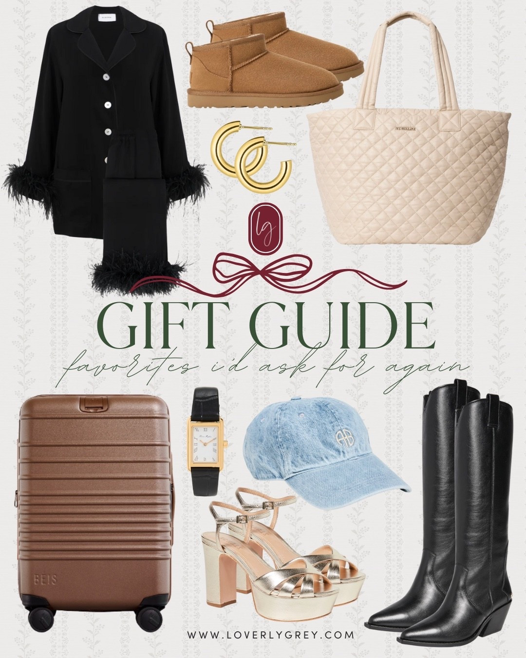 Sharing a few favorites of mine that I have! These would make great gifts for her this Christmas! Some of these are definitely more splurge!

Loverly Grey, gift guides, gift ideas for her, splurge worthy gifts, pajamas, tote bag, beis luggage, western boots, ultra mini Uggs, gold heels 

#LTKGiftGuide #LTKHoliday