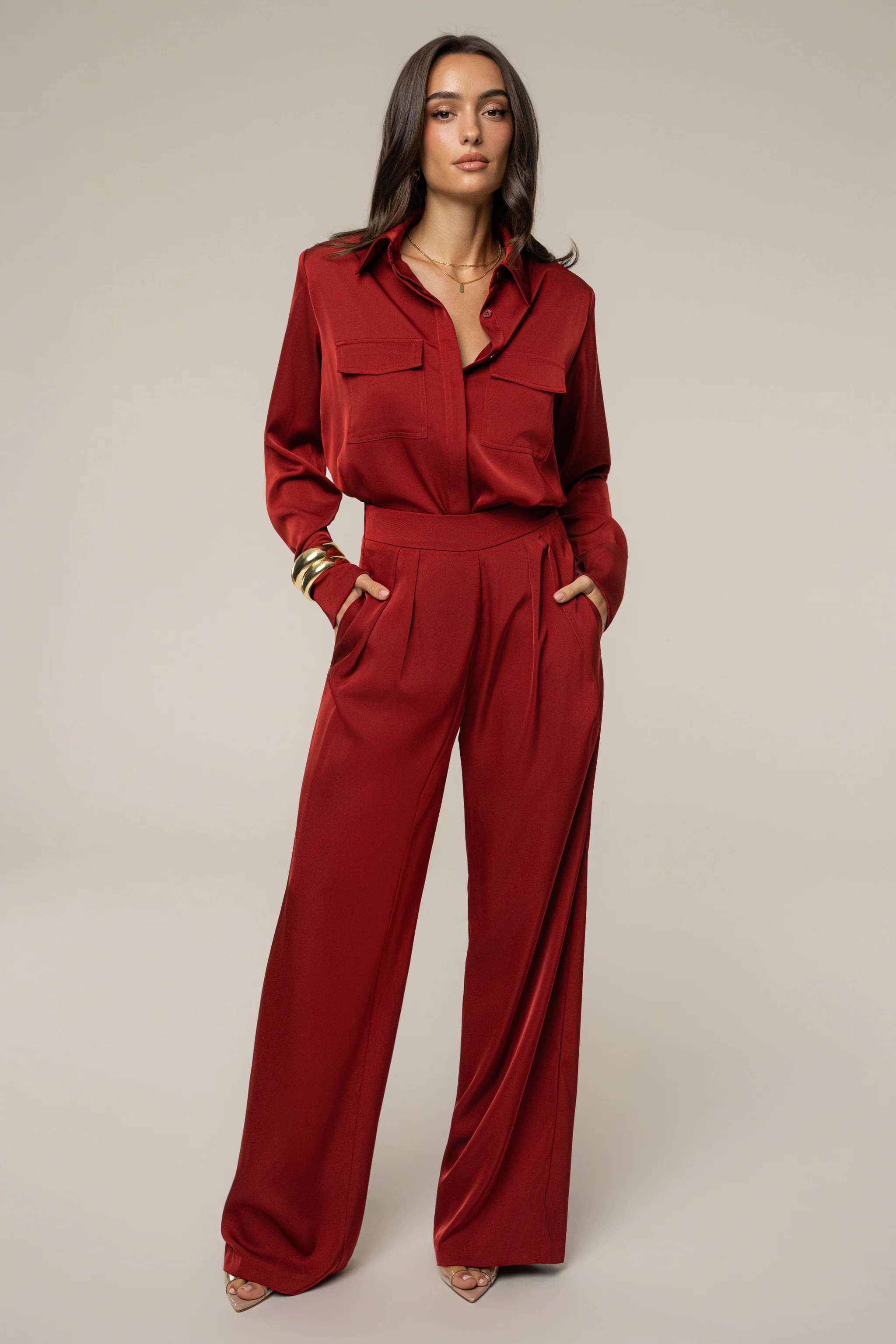 Burgundy Candice Trousers | JLUXLABEL