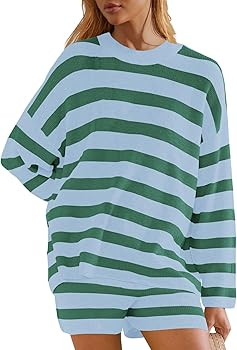 Panadila Womens Striped Sweater Set Oversized Lounge Sets Matching Pajamas Long Sleeve Sweater To... | Amazon (US)