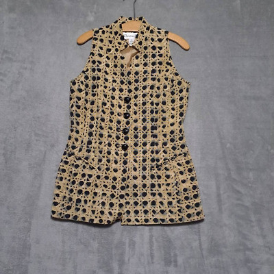 Christian Dior Womens Broadcloth Longline Vest Beige Black Rattan Weave Print 10  | eBay | eBay US