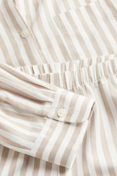Pyjama shirt and bottoms - Beige/Striped - Ladies | H&M GB | H&M (UK, MY, IN, SG, PH, TW, HK)