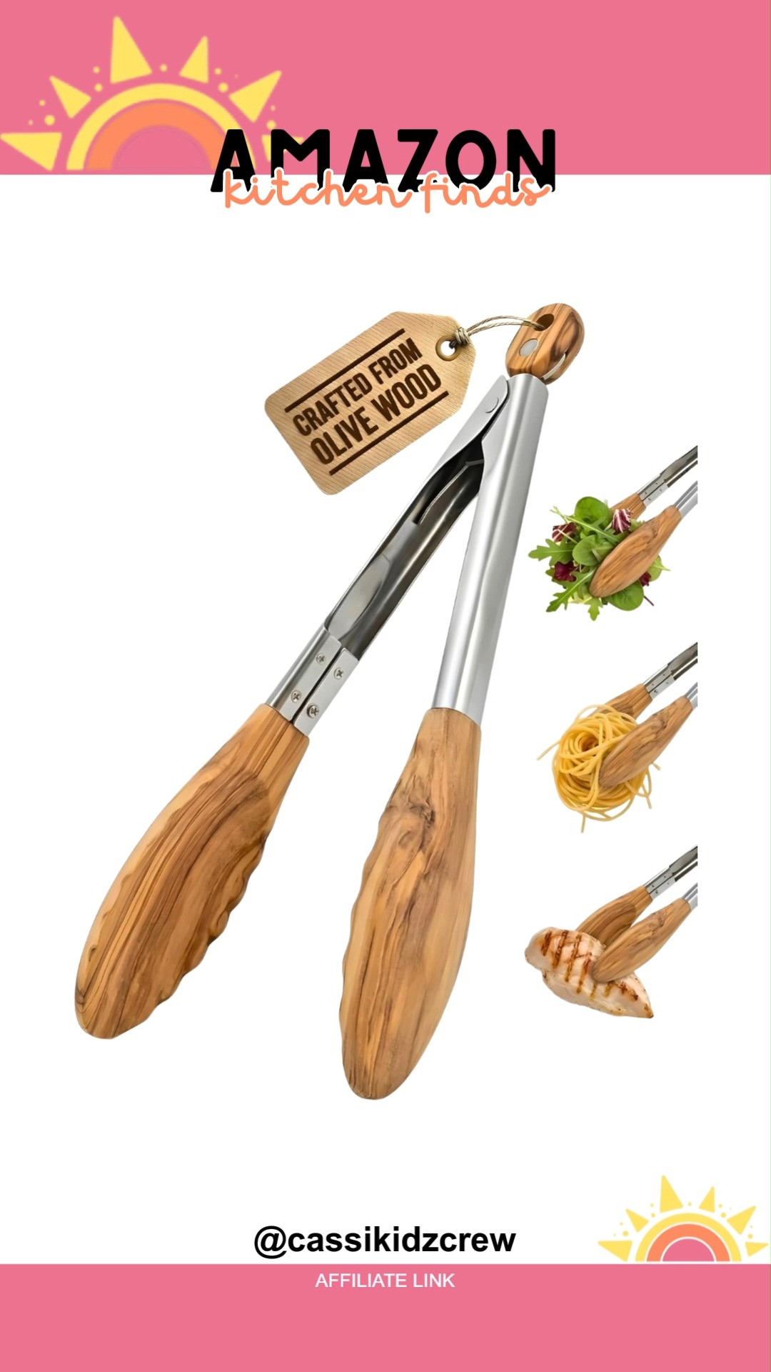 Serve in style with these Premium Olive Wood Salad Tongs. Elegant, durable, and perfect for tossing fresh greens while adding natural charm to your table. 🥗🌿✨  
#kitchen #saladtongs #olivewood #cookware #kitchenessentials #serveware #homedecor #household #dining #tableware 

 #LTKfoodie #LTKHome #LTKSaleAlert