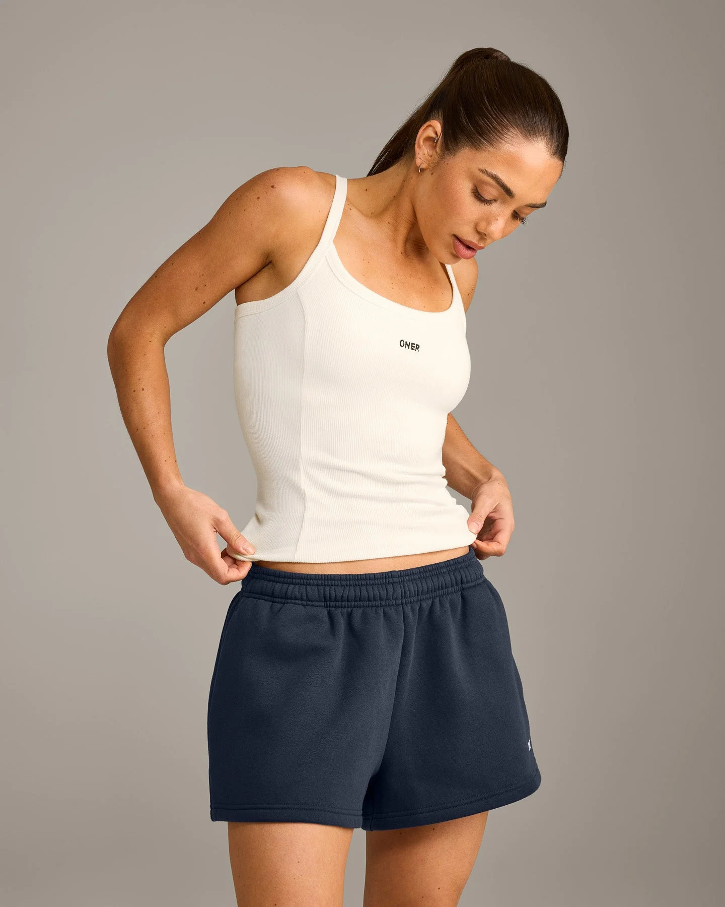 Mellow™ Rib Racer Back Vest with Built in Bra Shelf 
 Off White | Oner Active (UK / US)