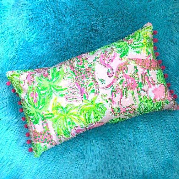 New Pillow made with Lilly Pulitzer Pink On Parade fabric Hot | Etsy | Etsy (US)
