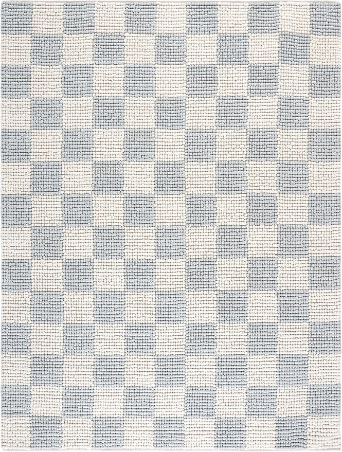 SAFAVIEH 8x10 Area Rug - Natura Collection - Large - Light Blue & Ivory, Handmade Wool, Checkered... | Amazon (US)