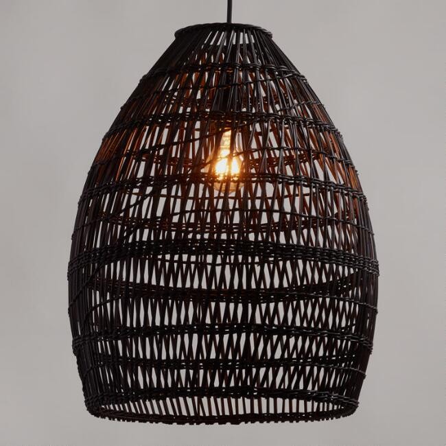 Black Woven Bamboo Pendant Lamp | World Market