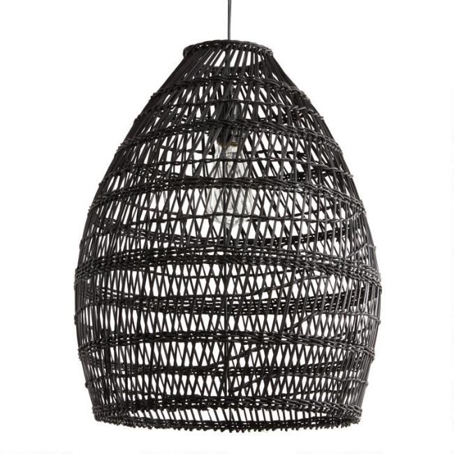 Black Woven Bamboo Pendant Shade | World Market
