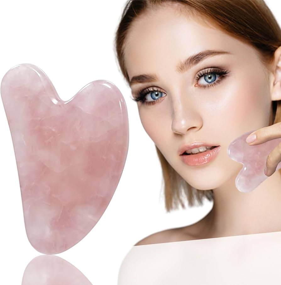Rose Quartz Gua Sha Facial Tools for Skin Care Facial Massager Gua Sha Tool Jade Gua Sha Stone Fa... | Amazon (US)