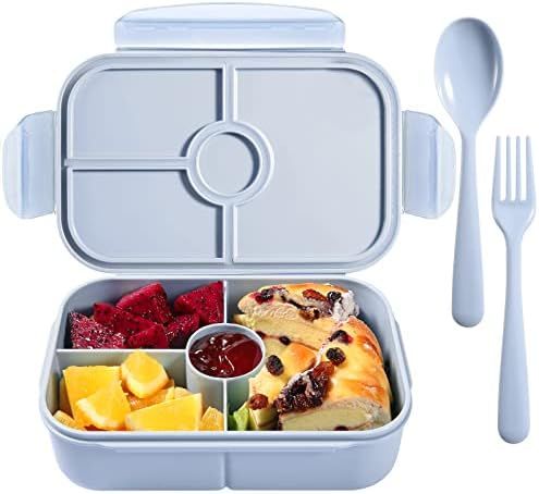 Bento Box Kids Lunch Containers for Kids with 4 Compartments Kids Bento Lunch Box Microwave Safe (Fl | Amazon (US)