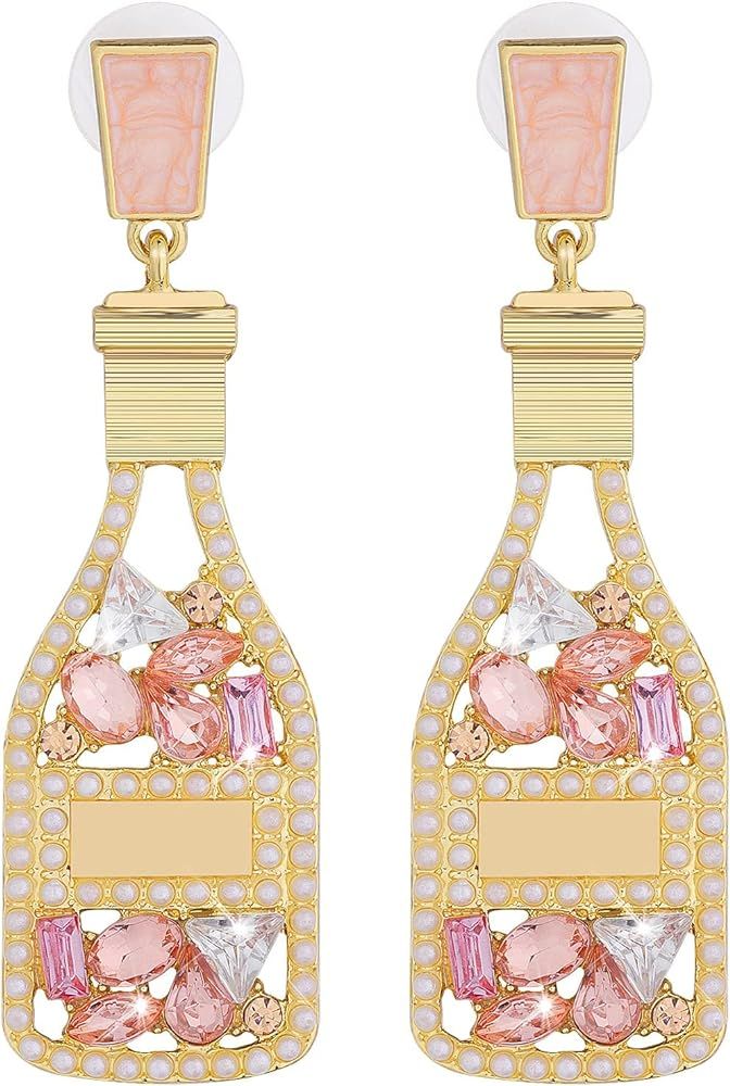 ASTER Champagne Bottle Beaded Earrings for Women Champagne Drop Dangle Earrings for Women Girl Ho... | Amazon (US)