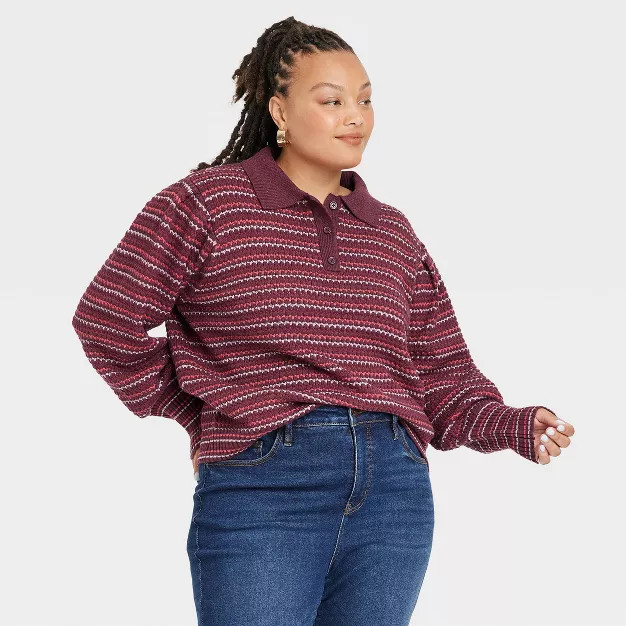 Women's Plus Size Collared Pullover Sweater - Ava & Viv™ | Target