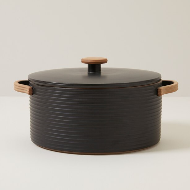 RIDGED CASSEROLE POT BLACK | Indigo (CA)