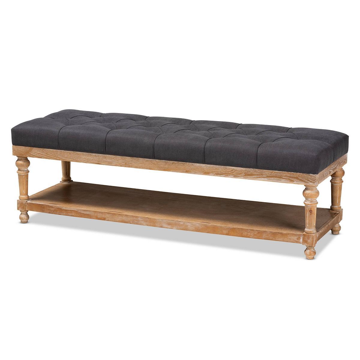 Linda Linen Fabric Upholstered Washed Wood Storage Bench - Baxton Studio | Target