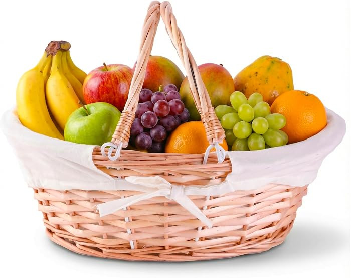 Vintiquewise Natural Wicker Picnic Basket with Handle \u2013 Multi-Purpose Willow Basket for Gard... | Amazon (US)