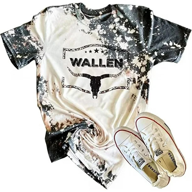 Wallen Shirt for Women Funny Retro Steer Skull Western T-Shirt Vintage Country Music Casual Cowgi... | Walmart (US)