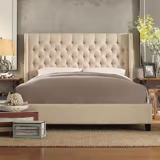 HomeSullivan Wentworth Oatmeal Queen Upholstered Bed-40E784BQ-1BLBED - The Home Depot | The Home Depot