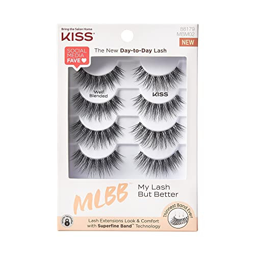 KISS My Lash But Better False Eyelashes, 'Well Blended', 16 mm, Includes 4 Pairs Of Lashes, Contact Lens Friendly, Easy to Apply, Reusable Strip Lashes | Amazon (US)