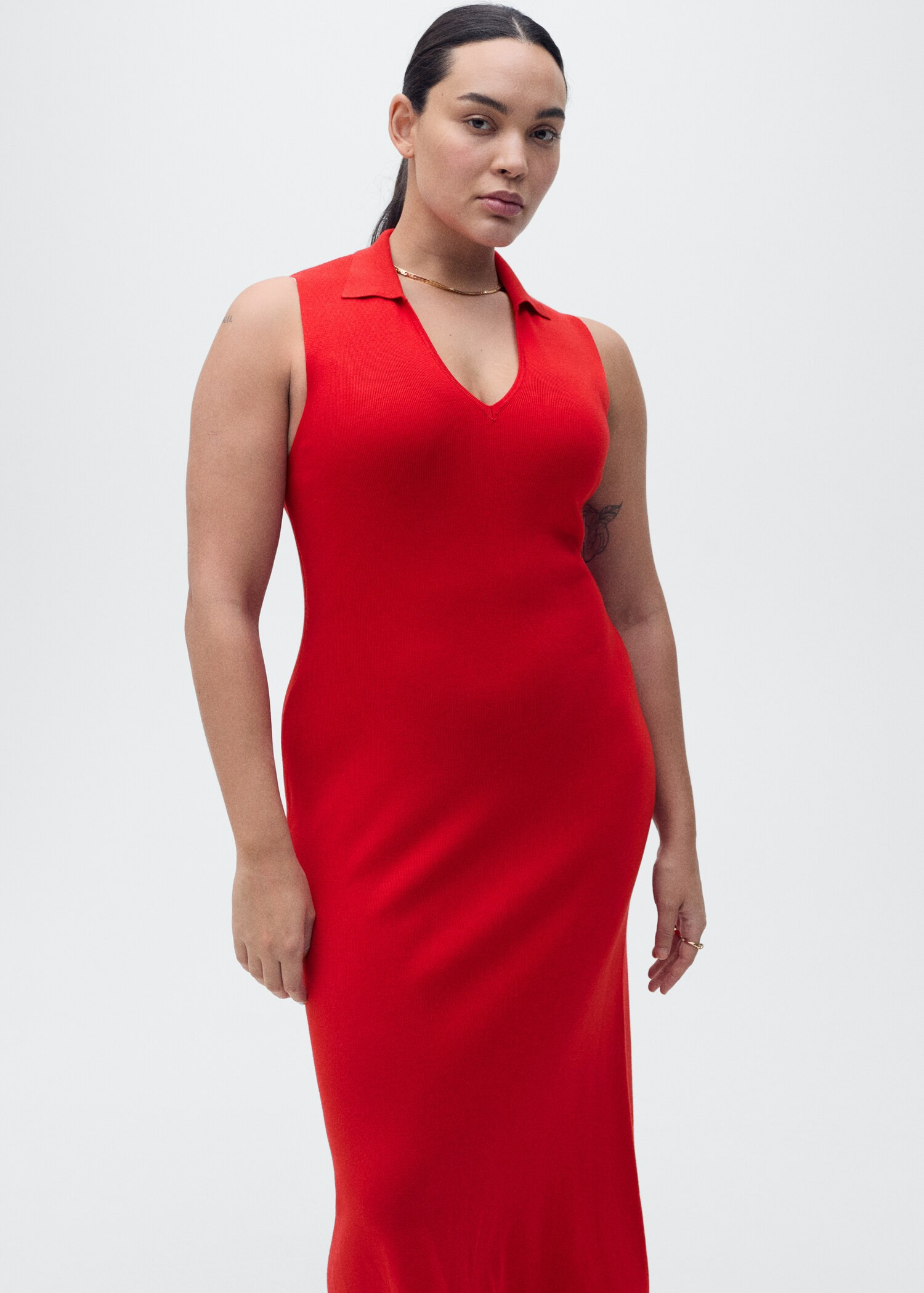 Knitted midi-dress with lapels - Women | MANGO USA | Mango (US/MX/AU)