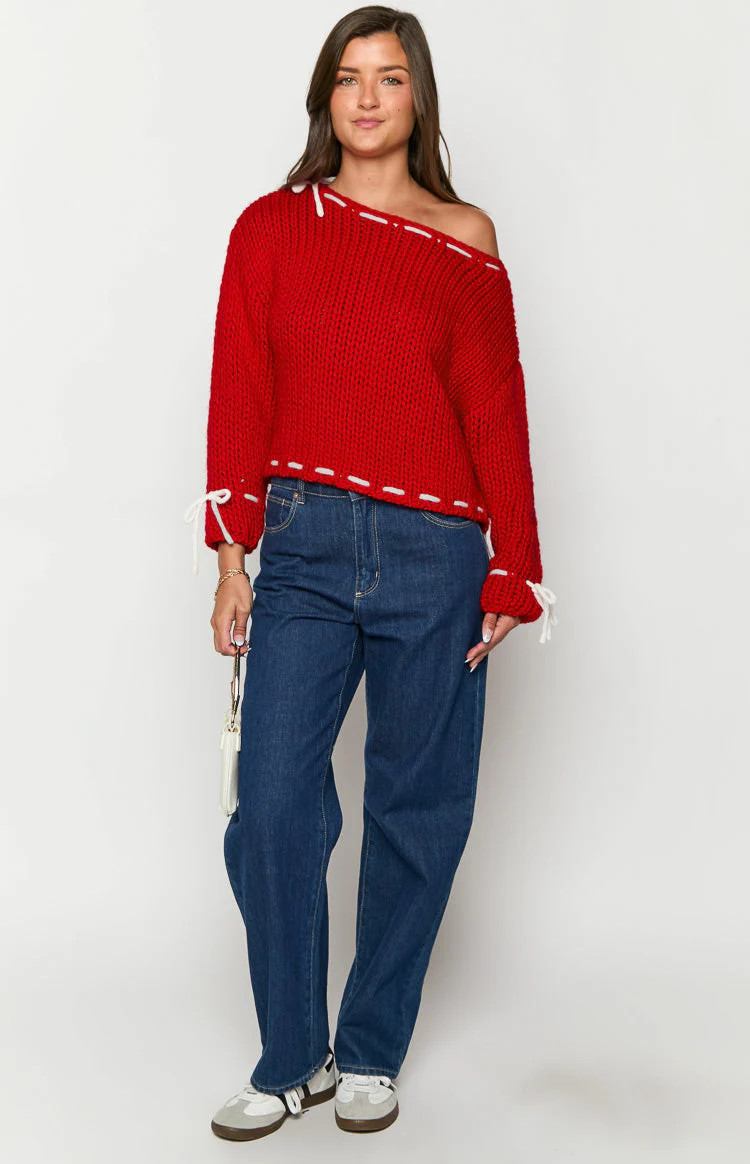 Bea Red Sweater | Beginning Boutique (US)