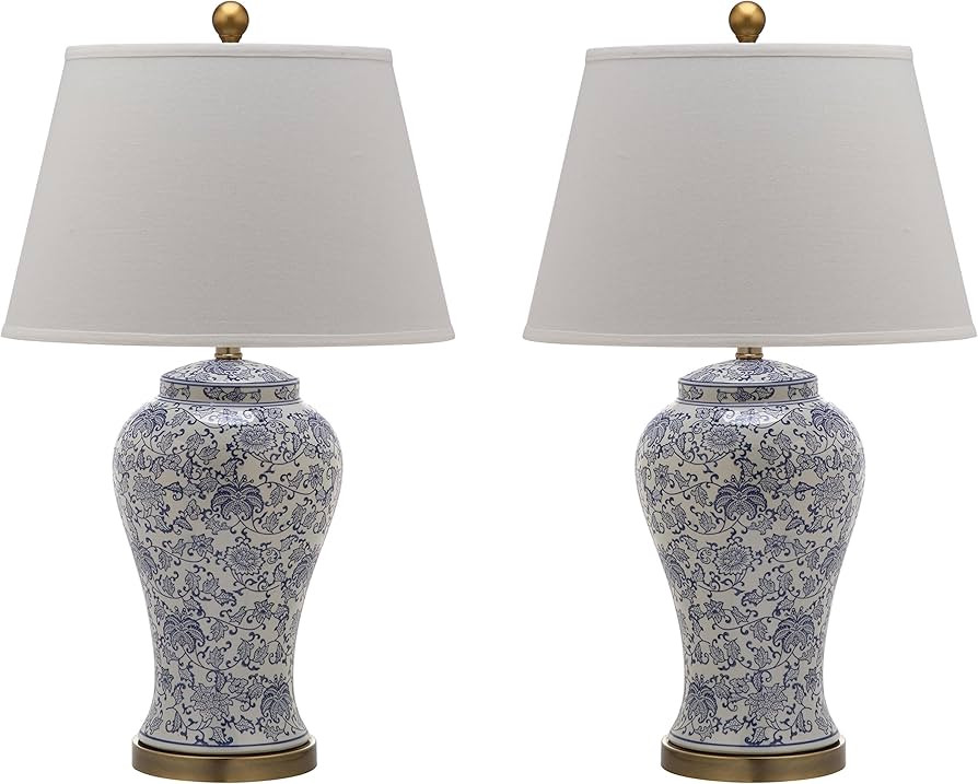 SAFAVIEH Lighting Collection \u2013 Spring Blossom Set of 2 Blue & White Floral Chinoiserie Table... | Amazon (US)