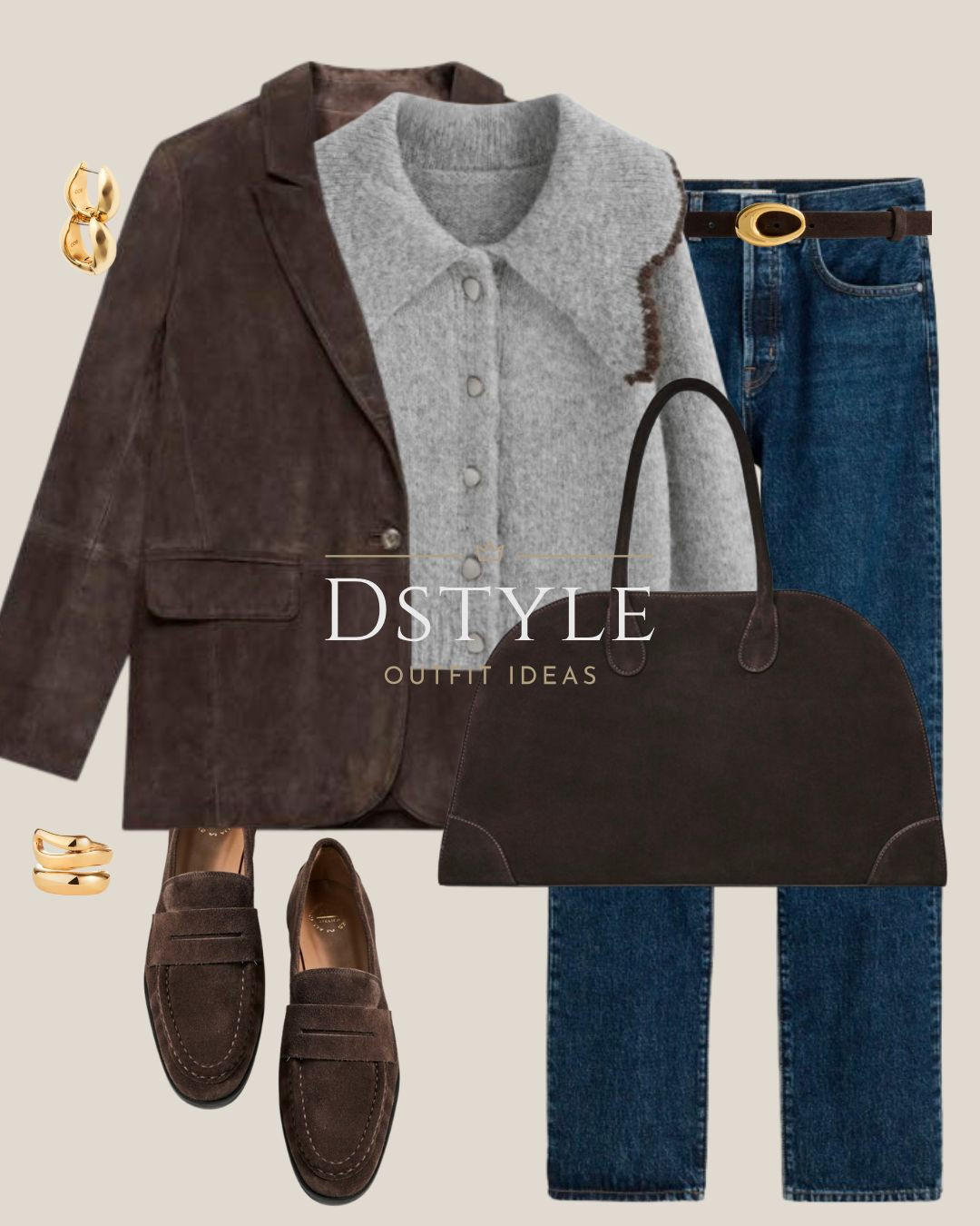 If you're looking for an outfit that feels like a hug but still looks polished, this is it!

This look is all about mixing soft, luxurious textures: a rich brown suede blazer over a chunky knit cardigan with a stylish collar. It’s the ultimate way to elevate your favorite straight-leg jeans.

The accessories—matching suede loafers and a structured suede bag—make this ensemble feel instantly complete and incredibly chic. It’s the perfect blend of comfort and timeless style.

#fallfashion #suedeblazer #knitwear #loafers #smartcasual #cozychic #falloutfit #denimlover #elevatedbasics 

 

#LTKStyleTip #LTKWorkwear #LTKShoeCrush